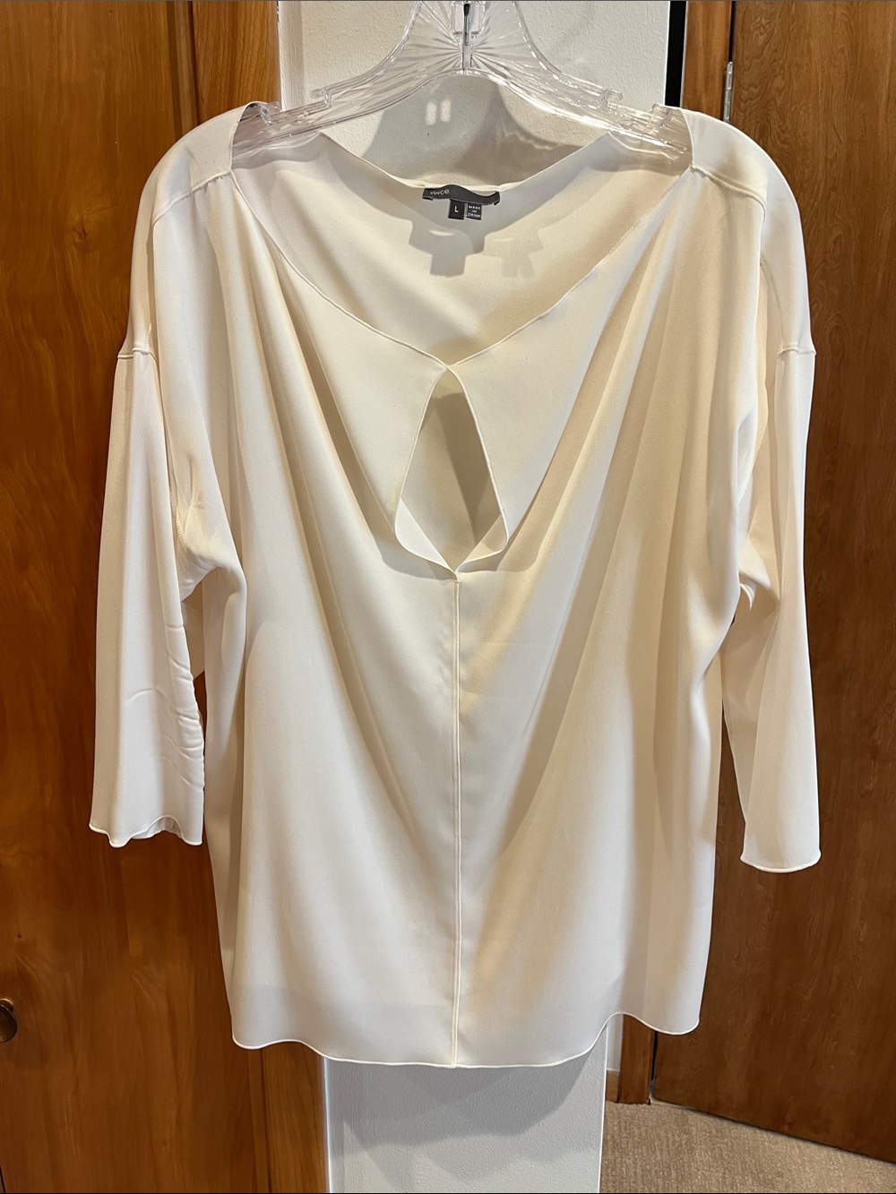 Vince Cream Keyhole V-Neck Blouse